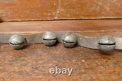 Vintage Horse Sleigh Bells 27 Amish Brass Bells with Leather Strap Buckle 82 Long