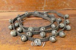 Vintage Horse Sleigh Bells 30 Amish LARGE Brass Bells with Leather Strap 83 Long