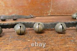 Vintage Horse Sleigh Bells 30 Amish LARGE Brass Bells with Leather Strap 83 Long