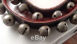 Vintage Horse Sleigh Bells Leather Belt Strap Large Bells