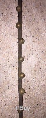 Vintage Horse Sleigh Brass Bells Leather Strap 17 numbered Bells 88 Long
