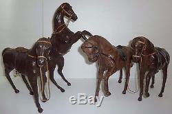 Vintage Horse Statue Figurines Leather Covered Lot 4 Large 16 Tall Equestrian
