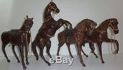 Vintage Horse Statue Figurines Leather Covered Lot 4 Large 16 Tall Equestrian