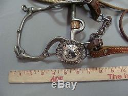 Vintage Humane Visalia Sterling Silver Concho Horse Bit and Leather Reins