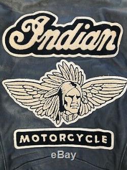 Vintage IRON HORSE Heavy Distressed Leather Indian Motorcycle MC Jacket Biker