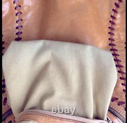Vintage Isabella Fiore Leather Whipstitch Embroidered Large Hobo Bag Free Ship