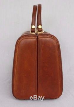 Vintage Italian Leather Hard Side Purse Handbag Equestrian Western Horse Brown