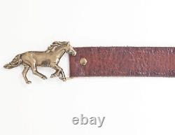 Vintage J. Crew Equestrian Brown Leather SM Horse Belt & 20 Silk Scarf- 2 Items
