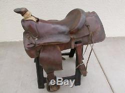 Vintage J. M. Capriola Tooled Leather Western Calf Roping Horse 16 Saddle