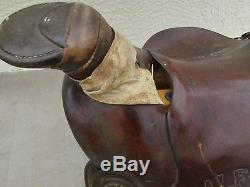 Vintage J. M. Capriola Tooled Leather Western Calf Roping Horse 16 Saddle