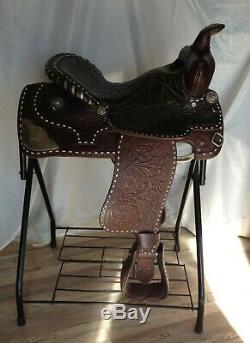 Vintage KEYSTON Buck Stitched Saddle Western 15 Horse Tack