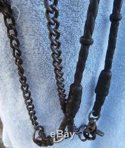 Vintage Keyston Bros. Silver Horse Spade Bit Braided Leather Romal Reins Bridle