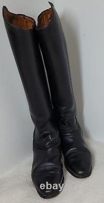 Vintage Konigs Boots Shoes Womens Black Leather Horse Black Riding Equestrian