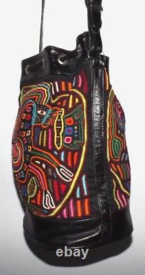 Vintage Kuna Mola HORSE Leather Backpack Handbag Bag