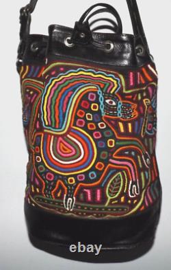 Vintage Kuna Mola HORSE Leather Backpack Handbag Bag