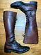 Vintage LEATHER TALL MEN BOOTS MILITARY AVIATOR WORK RIDING CAVALRY 40s Size 12