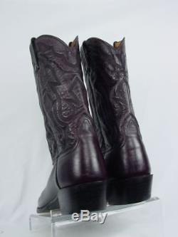 Vintage LUCCHESE 2000 Men 13-D Black Cherry Leather Western Horse Cowboy Boots