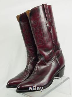 Vintage LUCCHESE Men 9-EE Black Cherry Full Goat Western Horse Cowboy Boots