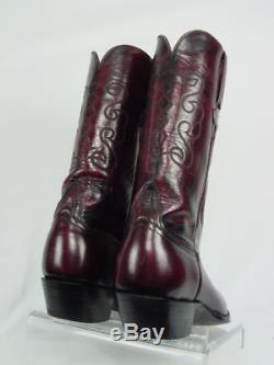 Vintage LUCCHESE Men 9-EE Black Cherry Full Goat Western Horse Cowboy Boots