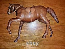 Vintage Large 12' tall, 14 W LEATHER Wrapped Horse Figure With Saddle