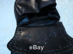 Vintage Large Black Leather Stainless Studded Motorcycle Horse Saddlebags