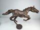 Vintage Large Wooden Horse Statue Hand Carved Leather Wrapped Figurine OBO