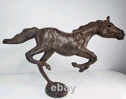 Vintage Large Wooden Horse Statue Hand Carved Leather Wrapped Figurine OBO