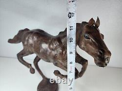 Vintage Large Wooden Horse Statue Hand Carved Leather Wrapped Figurine OBO