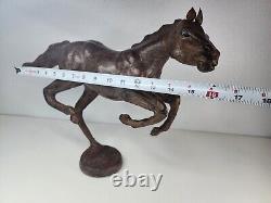 Vintage Large Wooden Horse Statue Hand Carved Leather Wrapped Figurine OBO