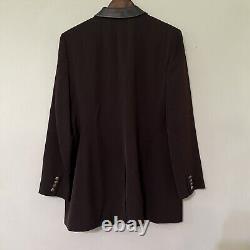 Vintage Lauren Ralph Lauren Womens Wool Blazer Size 14 Brown Leather Collar USA