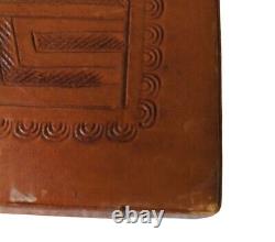 Vintage Leather Backgammon Set in Tooled Leather Horse Theme Case One of a Kind