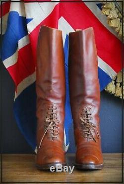 Vintage Leather Boots Faulkner Army Officer Cavalry Field Boots with Spurs