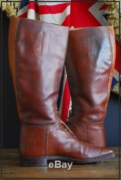 Vintage Leather Boots Faulkner Army Officer Cavalry Field Boots with Spurs
