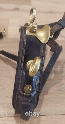 Vintage Leather & Brass Draft Horse Saddle Collar Hames Ale Tug Fittings Straps