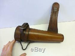Vintage Leather Conical Saddle Case Glass Flask Bottle Fox Hunting Horse Riding