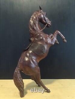 Vintage Leather Covered Horse Equestrian Figure 16 Figurine Statue Decor