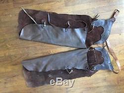 Vintage Leather Cowboy Chaps Batwing Horse Ranch Rodeo Western Wear