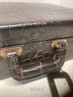 Vintage Leather Doctors Briefcase Bag withAlligator Pattern Flying Horse
