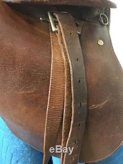 Vintage Leather English Jockey Horse Saddle Seat Made In England Brass Stirup