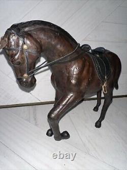 Vintage Leather Hand pressed Horse Figurines, 1950s, Set of 2