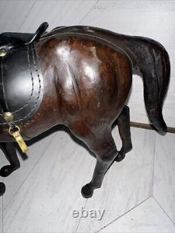 Vintage Leather Hand pressed Horse Figurines, 1950s, Set of 2