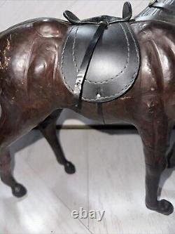 Vintage Leather Hand pressed Horse Figurines, 1950s, Set of 2