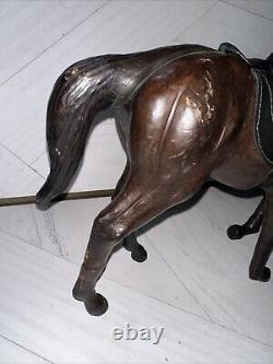 Vintage Leather Hand pressed Horse Figurines, 1950s, Set of 2