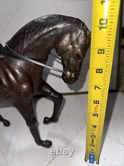 Vintage Leather Hand pressed Horse Figurines, 1950s, Set of 2