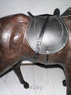 Vintage Leather Hand pressed Horse Figurines, 1950s, Set of 2