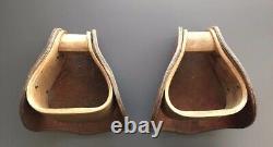 Vintage Leather Hooded Horse Stirrups Embossed US with Maker's Mark