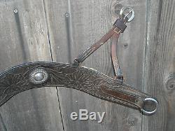 Vintage Leather Horse Bridle / Chest Harness Has Silver