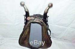 Vintage Leather Horse Collar Hames Mirror. Rustic Western Cowboy Nice Condition