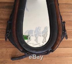 Vintage Leather Horse Collar Mirror Rustic Farm Ranch Cabin Decor Large 29X20