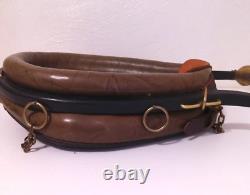 Vintage Leather Horse Collar Mirror With Wooden Hames Western Decor 12×21
